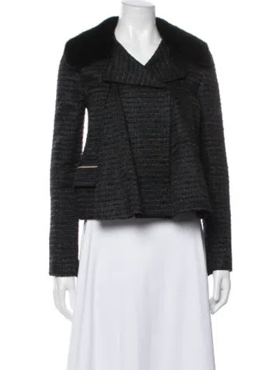 Pre-owned Valentino Tweed Pattern Jacket In Black