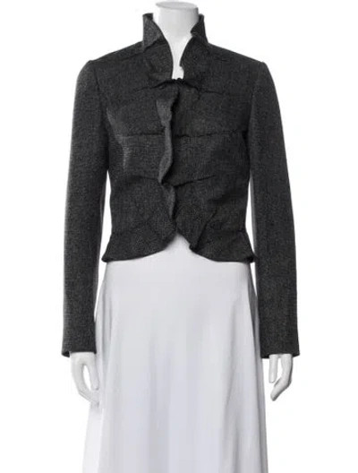 Pre-owned Valentino Tweed Pattern Jacket In Black