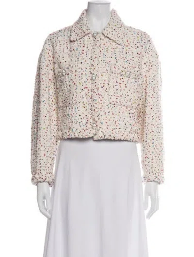 Pre-owned Valentino Tweed Pattern Jacket In Neutral