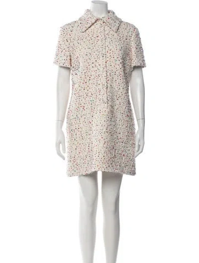 Pre-owned Valentino Tweed Pattern Mini Dress In Neutrals