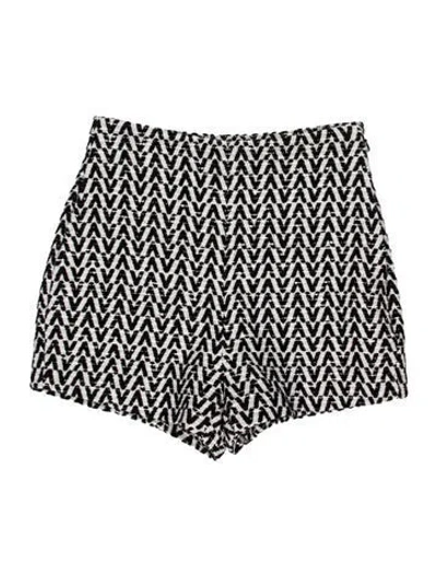 Pre-owned Valentino Tweed Pattern Mini Shorts In Black