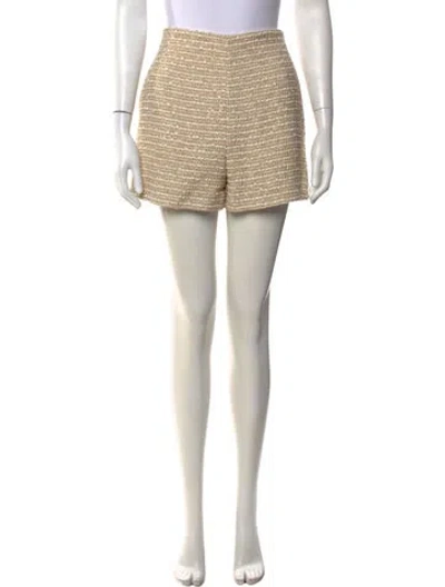 Pre-owned Valentino Tweed Pattern Mini Shorts In Metallic/yellow
