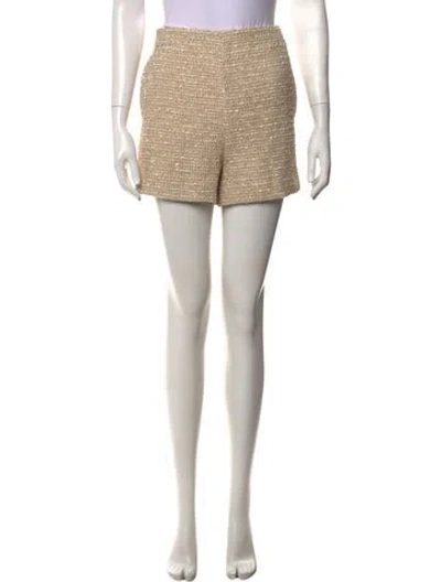 Pre-owned Valentino Tweed Pattern Mini Shorts W/ Tags In Metallic/yellow