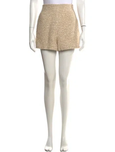 Pre-owned Valentino Tweed Pattern Mini Shorts W/ Tags In Metallic/yellow