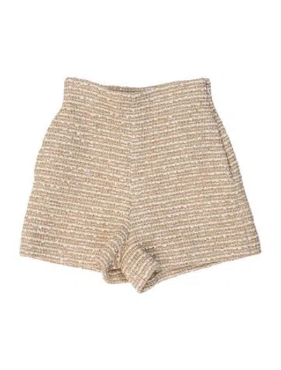 Pre-owned Valentino Tweed Pattern Mini Shorts W/ Tags In Neutrals