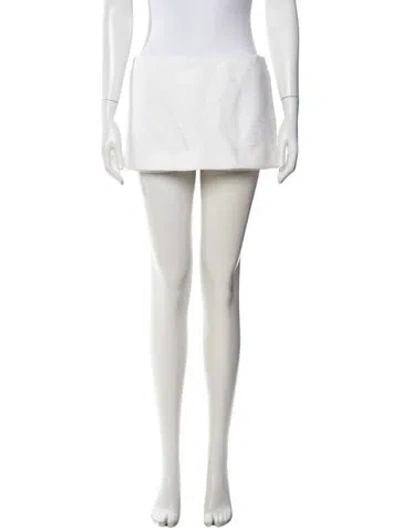 Pre-owned Valentino Tweed Pattern Mini Shorts In White