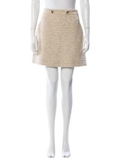 Pre-owned Valentino Tweed Pattern Mini Skirt In Gold