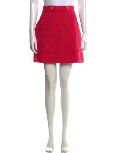 Pre-owned Valentino Tweed Pattern Mini Skirt In Pink