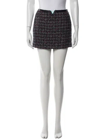 Pre-owned Valentino Tweed Pattern Mini Skirt W/ Tags In Blue