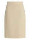Valentino High-waisted Knee-length Textured Skirt In Neutral