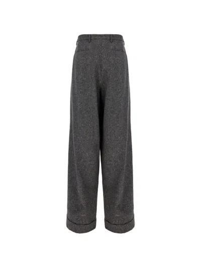 Valentino Tweed Pleated Trousers In Yellow