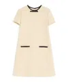 Valentino Bow Detail Virgin Wool Blend Tweed Minidress In Brown