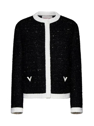 Valentino Tweed Short Jacket In Black