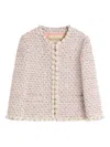 Valentino Short Jacket With Tweed Texture And Button Detailing In Multi