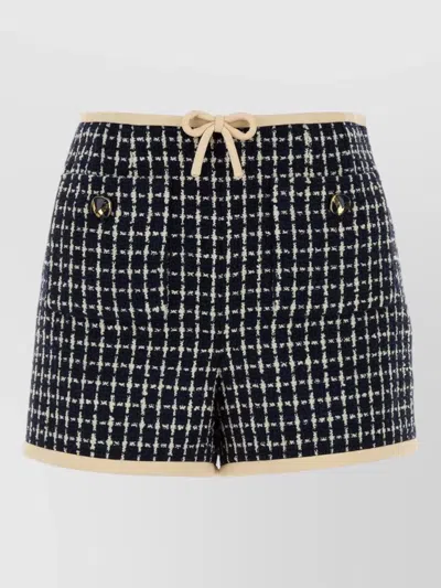 VALENTINO TWEED SHORTS CHECKED PATTERN CONTRAST TRIM