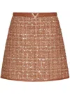 Valentino V Gold Brown Mini Skirt In Brown