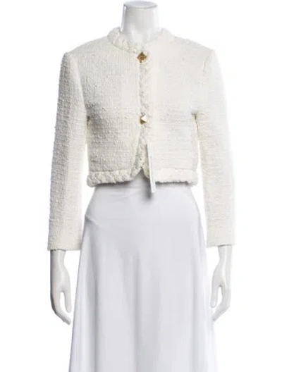 Pre-owned Valentino Tweed Tweed Pattern Jacket In White