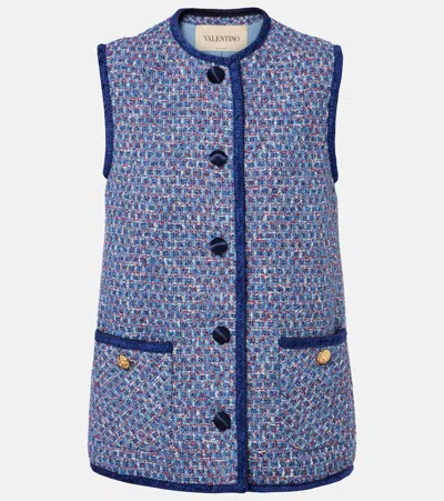 Valentino Tweed Vest In Blue
