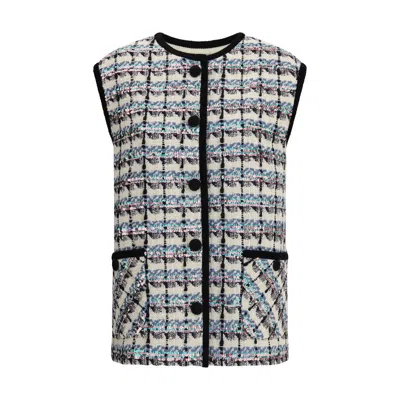 Valentino Tweed Vest With Sequins In Black
