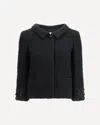 Valentino Button Embellished Tweed Jacket In Black