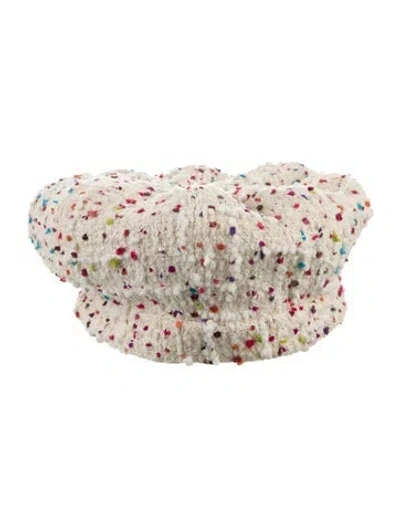 Pre-owned Valentino Garavani Twill Beret Hat In White