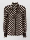 Valentino Twill Shirt With Bow And Ruffled Collar In Brown