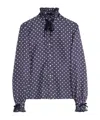 Valentino Twill Shirt With Plus De Pois Print In Gray