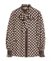 Valentino Twill Shirt With Plus De Pois Print In Brown