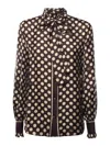 Valentino Twill Shirt With Plus De Polka Dot Print In Brown