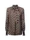 Valentino Twill Shirt With Plus De Polka Dot Print In Brown