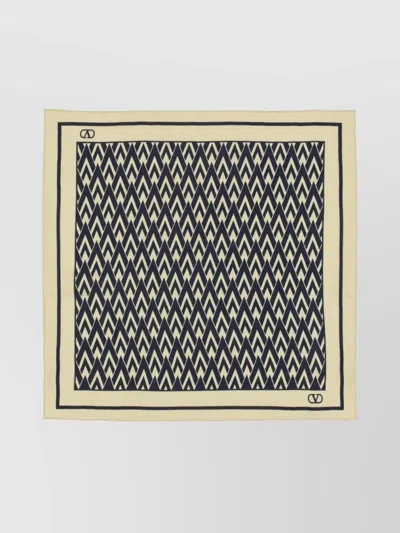 Valentino Twill Silk Scarf Bordered Edge In Multi