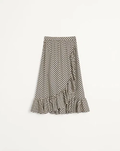 Valentino Ruffled Wrap-effect Polka-dot Silk-twill Midi Skirt In Neutral