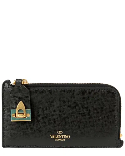 Valentino Garavani Valentino Twist Lock Card Holder (authentic Pre-loved) In Black