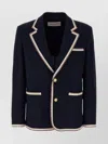 Valentino Blue Jersey Blazer With Torchon Piping