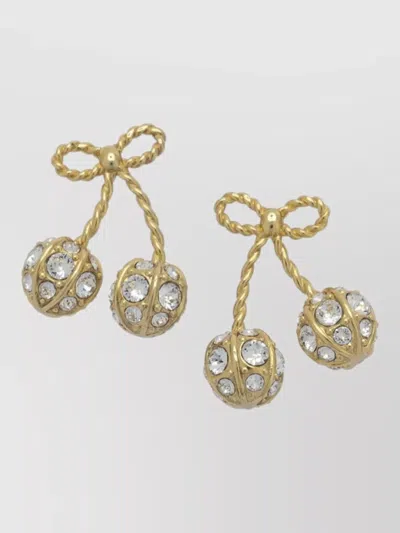 Valentino Garavani Twisted Crystal Embellished Hoop Earrings In Animal Print