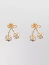 Valentino Cherryfic Metal And Swarovski Crystal Earrings In Gold
