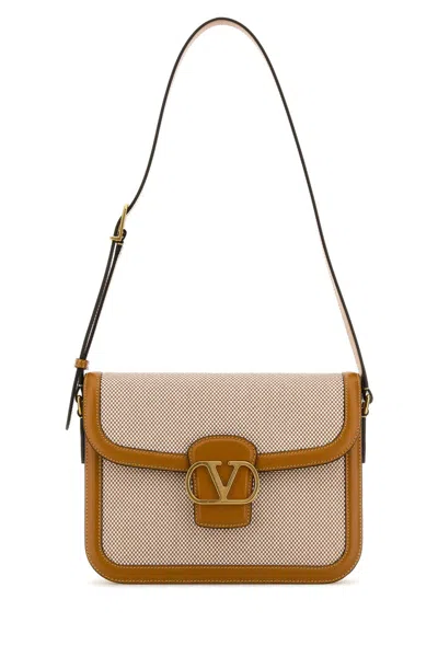 Valentino Garavani Two-tone Canvas And Leather 9to5 Shoulder Bag