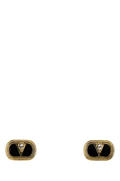 VALENTINO GARAVANI TWO-TONE ENAMEL AND METAL VLOGO EARRINGS