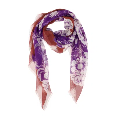 Valentino Two-tone Floral-print Scarf In Pink