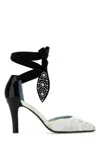 Valentino 85 Embellished Suede-trimmed Corded Lace And Patent-leather Pumps In White