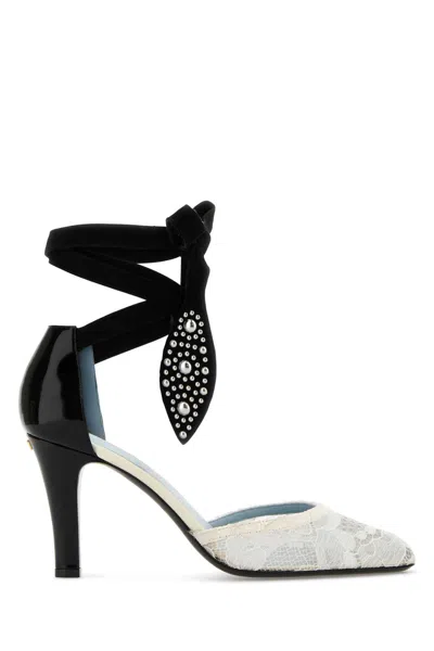Valentino Garavani 85 Embellished Suede-trimmed Corded Lace And Patent-leather Pumps In Multi
