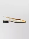 Valentino Valet Du Roi Vlogo Metallic Leather Slingback Ballerina Flats In Neutral