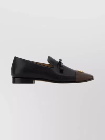 Valentino Garavani Two-tone Leather Loafers Tassel Detail In Black