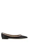 Valentino Two-tone Leather Rockstud Ballerinas In Black