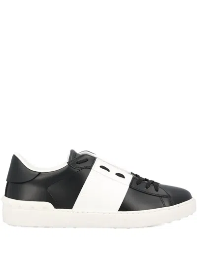 Valentino Garavani Two-tone Leather Sneakers In Black