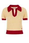 Valentino Garavani Two-tone Linen Blend Polo Shirt In Neutral