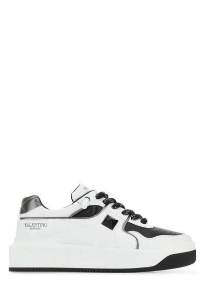 VALENTINO GARAVANI TWO-TONE NAPPA LEATHER ONE STUD SNEAKERS