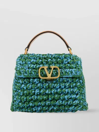 Valentino Garavani Two-tone Raffia Vsling Handbag