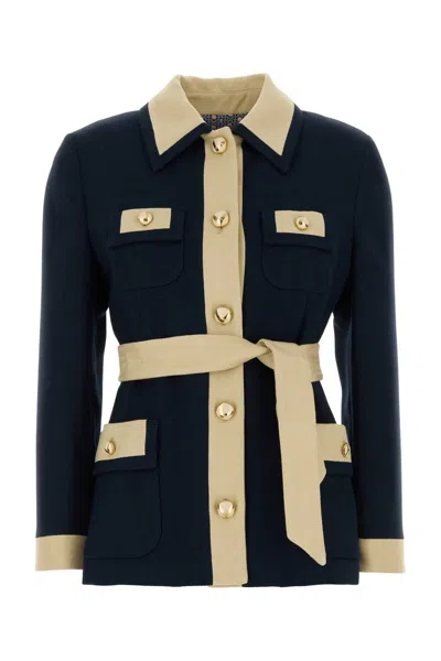 Valentino Two-tone Viscose Blazer In Blue