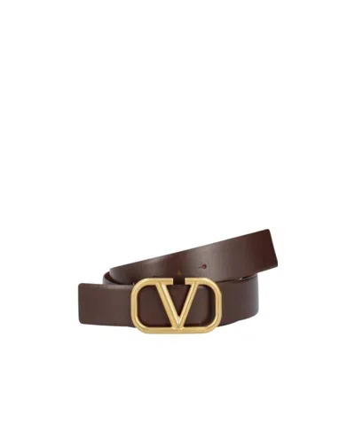 Valentino Garavani Valentino Vlogo Plaque Buckled Belt In Brown